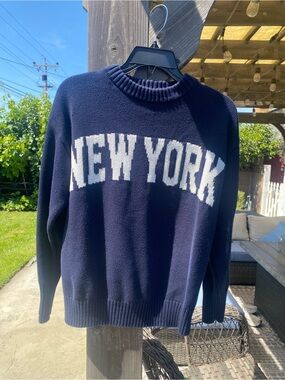 Navy 'New York' Crewneck Sweater SZ S